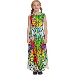 Brain Mind Psychology Idea Hearts Kids  Satin Sleeveless Maxi Dress