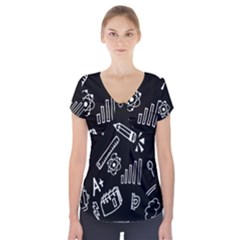 Knowledge Drawing Education Science Short Sleeve Front Detail Top by pakminggu