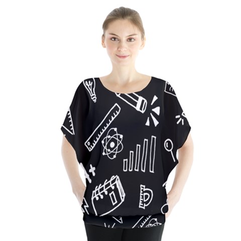 Knowledge Drawing Education Science Batwing Chiffon Blouse by pakminggu