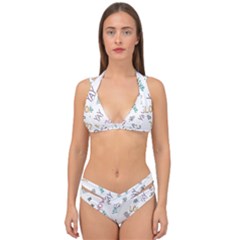 Doodle Pattern Double Strap Halter Bikini Set by pakminggu