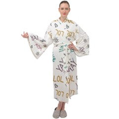 Doodle Pattern Maxi Velvet Kimono