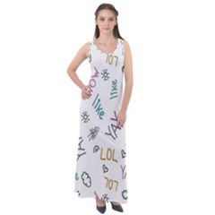 Doodle Pattern Sleeveless Velour Maxi Dress by pakminggu