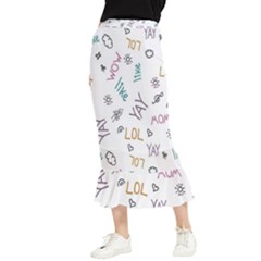 Doodle Pattern Maxi Fishtail Chiffon Skirt