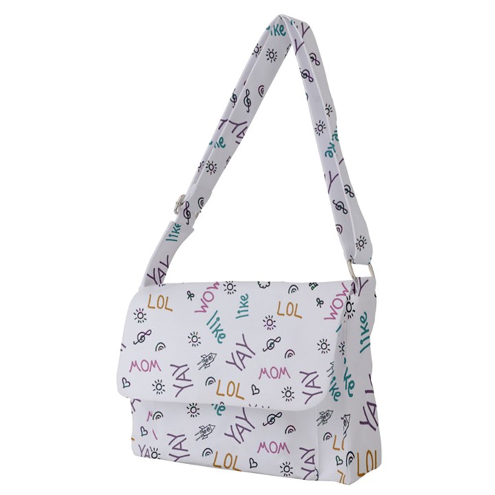 Doodle Pattern Full Print Messenger Bag (M)