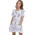 Doodle Pattern Kids  Frilly Sleeves Pocket Dress View3