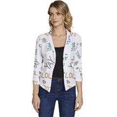 Doodle Pattern Women s Casual 3/4 Sleeve Spring Jacket