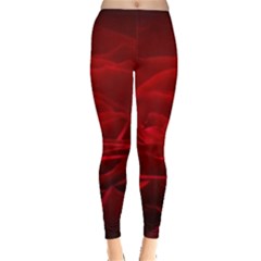 Rose Red Rose Red Flower Petals Waves Glow Leggings  by pakminggu