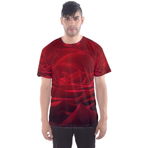 Rose Red Rose Red Flower Petals Waves Glow Men s Sport Mesh Tee by pakminggu