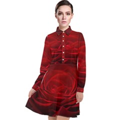 Rose Red Rose Red Flower Petals Waves Glow Long Sleeve Chiffon Shirt Dress by pakminggu