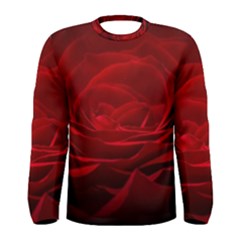 Rose Red Rose Red Flower Petals Waves Glow Men s Long Sleeve Tee by pakminggu