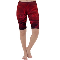 Rose Red Rose Red Flower Petals Waves Glow Cropped Leggings  by pakminggu