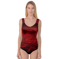 Rose Red Rose Red Flower Petals Waves Glow Princess Tank Leotard  by pakminggu