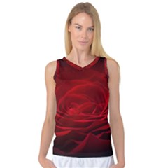 Rose Red Rose Red Flower Petals Waves Glow Women s Basketball Tank Top by pakminggu