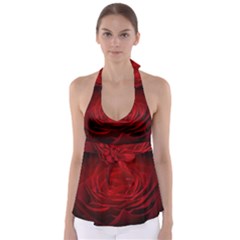 Rose Red Rose Red Flower Petals Waves Glow Babydoll Tankini Top by pakminggu