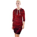 Rose Red Rose Red Flower Petals Waves Glow Quarter Sleeve Hood Bodycon Dress View1