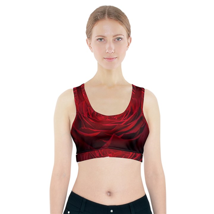 Rose Red Rose Red Flower Petals Waves Glow Sports Bra With Pocket