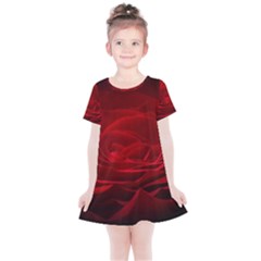 Rose Red Rose Red Flower Petals Waves Glow Kids  Simple Cotton Dress by pakminggu