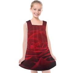 Rose Red Rose Red Flower Petals Waves Glow Kids  Cross Back Dress by pakminggu