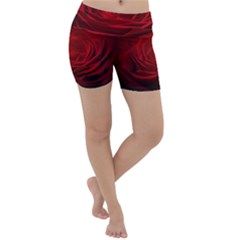 Rose Red Rose Red Flower Petals Waves Glow Lightweight Velour Yoga Shorts