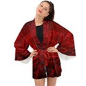 Rose Red Rose Red Flower Petals Waves Glow Long Sleeve Kimono View1