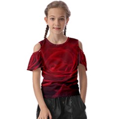 Rose Red Rose Red Flower Petals Waves Glow Kids  Butterfly Cutout Tee by pakminggu