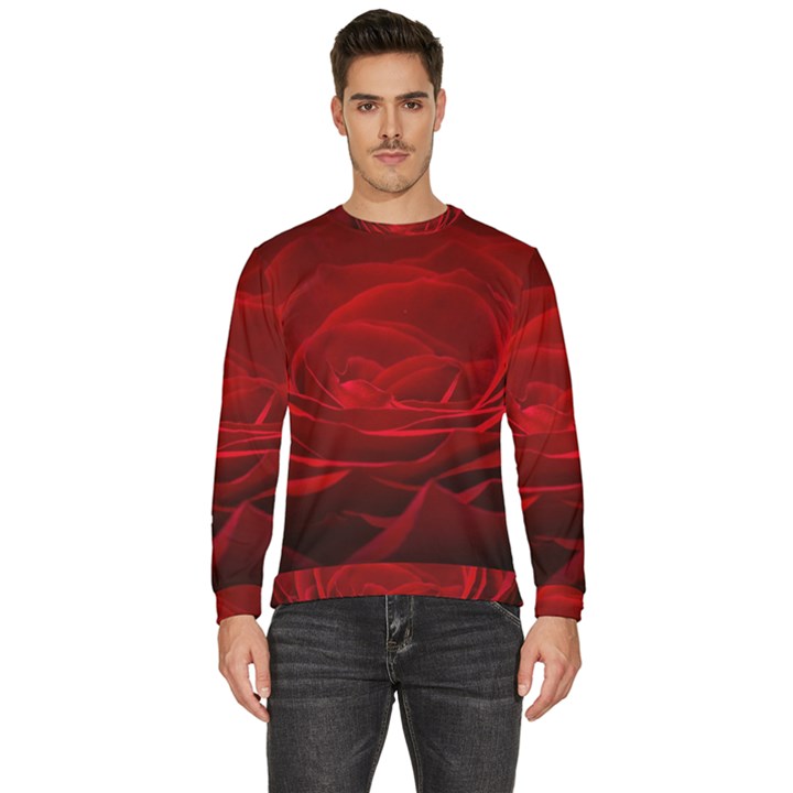 Rose Red Rose Red Flower Petals Waves Glow Men s Fleece Sweatshirt