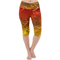 Music Notes Melody Note Sound Lightweight Velour Cropped Yoga Leggings by pakminggu