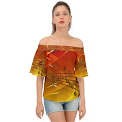 Music Notes Melody Note Sound Off Shoulder Short Sleeve Top by pakminggu