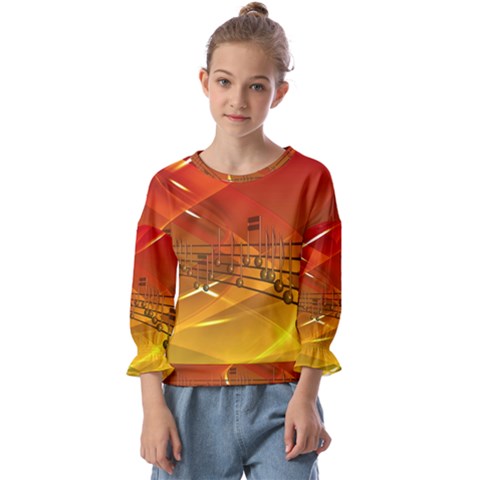 Music Notes Melody Note Sound Kids  Cuff Sleeve Top by pakminggu