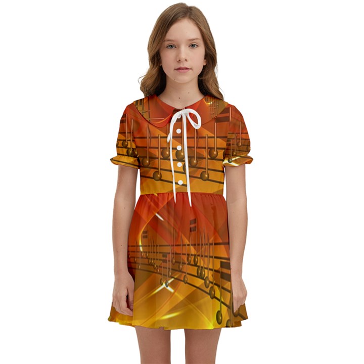 Music Notes Melody Note Sound Kids  Sweet Collar Dress