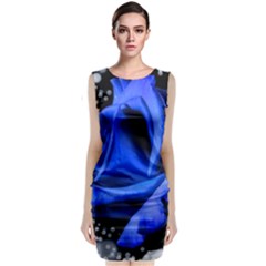 Blue Rose Roses Bloom Blossom Sleeveless Velvet Midi Dress by pakminggu