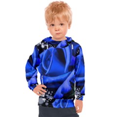 Blue Rose Roses Bloom Blossom Kids  Hooded Pullover by pakminggu