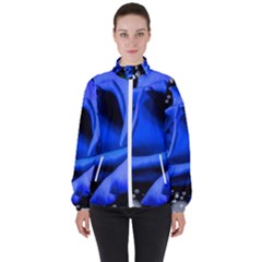 Blue Rose Roses Bloom Blossom Women s High Neck Windbreaker by pakminggu