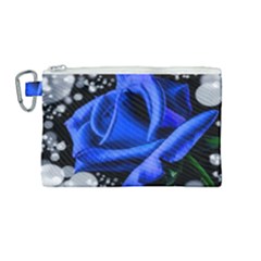 Blue Rose Roses Bloom Blossom Canvas Cosmetic Bag (medium) by pakminggu