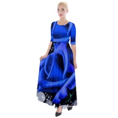 Blue Rose Roses Bloom Blossom Half Sleeves Maxi Dress by pakminggu