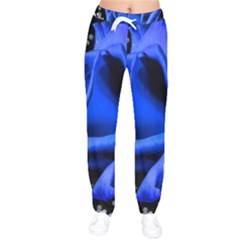 Blue Rose Roses Bloom Blossom Women Velvet Drawstring Pants by pakminggu