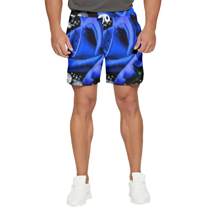 Blue Rose Roses Bloom Blossom Men s Runner Shorts