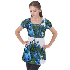 Flowers Roses Rose Nature Bouquet Puff Sleeve Tunic Top by pakminggu