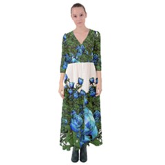 Flowers Roses Rose Nature Bouquet Button Up Maxi Dress by pakminggu