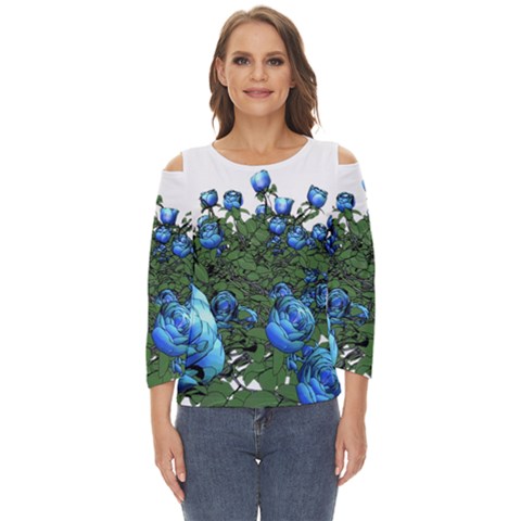 Flowers Roses Rose Nature Bouquet Cut Out Wide Sleeve Top by pakminggu