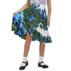 Flowers Roses Rose Nature Bouquet Kids  Ruffle Flared Wrap Midi Skirt