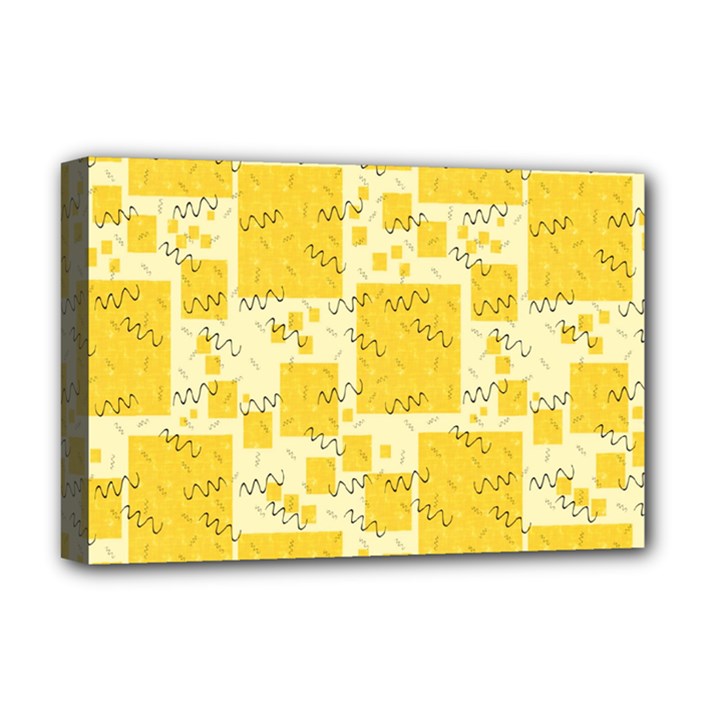 Party Confetti Yellow Squares Deluxe Canvas 18  x 12  (Stretched)