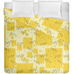 Party Confetti Yellow Squares Duvet Cover Double Side (king Size) by pakminggu