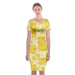 Party Confetti Yellow Squares Classic Short Sleeve Midi Dress by pakminggu