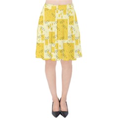 Party Confetti Yellow Squares Velvet High Waist Skirt by pakminggu