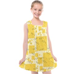 Party Confetti Yellow Squares Kids  Cross Back Dress by pakminggu