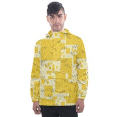 Party Confetti Yellow Squares Men s Front Pocket Pullover Windbreaker by pakminggu