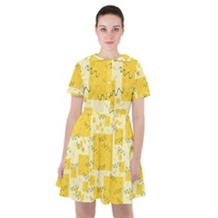 Party Confetti Yellow Squares Sailor Dress