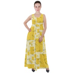 Party Confetti Yellow Squares Empire Waist Velour Maxi Dress