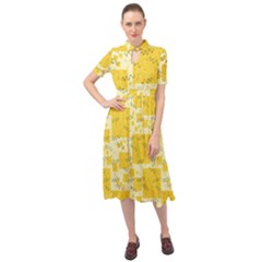 Party Confetti Yellow Squares Keyhole Neckline Chiffon Dress by pakminggu